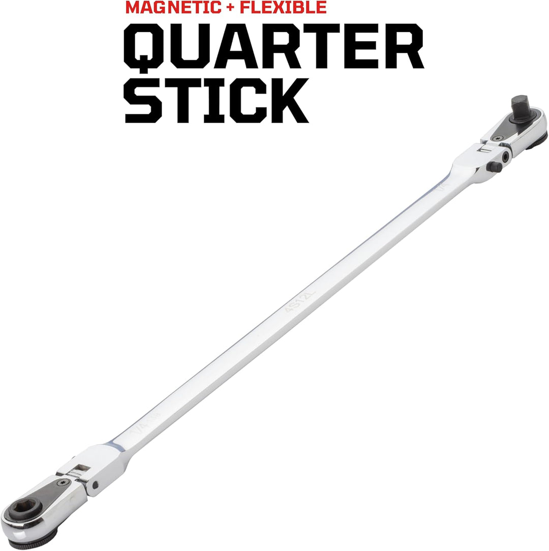 EZRED 4S12L Kombi-Stick Flexible Doppelratsche mit 6,35 mm Vierkantantrieb und magnetischem Bit-Antr