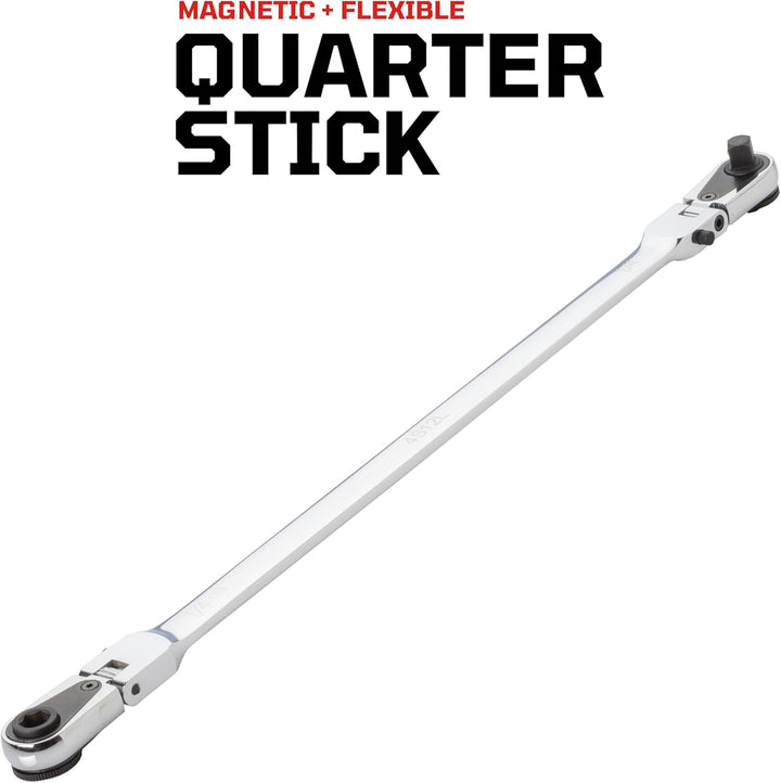 EZRED 4S12L Kombi-Stick Flexible Doppelratsche mit 6,35 mm Vierkantantrieb und magnetischem Bit-Antr