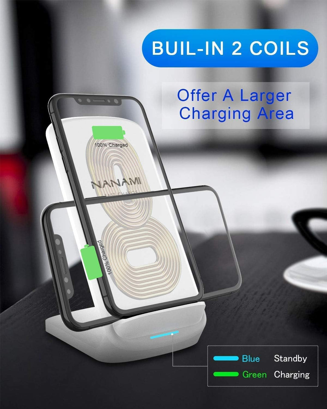 NANAMI Fast Wireless Charger, Handy-induktionsladegeräte (mit USB ladegerät Quick Charge 3.0 Adapter