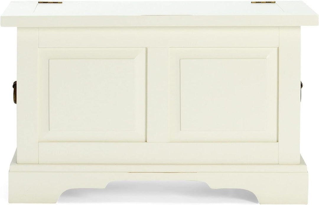 Woodkings® Holztruhe mit Deckel Catana Creme weiss Echtholz Pinie rustikal Flurbank Landhaus Möbel D
