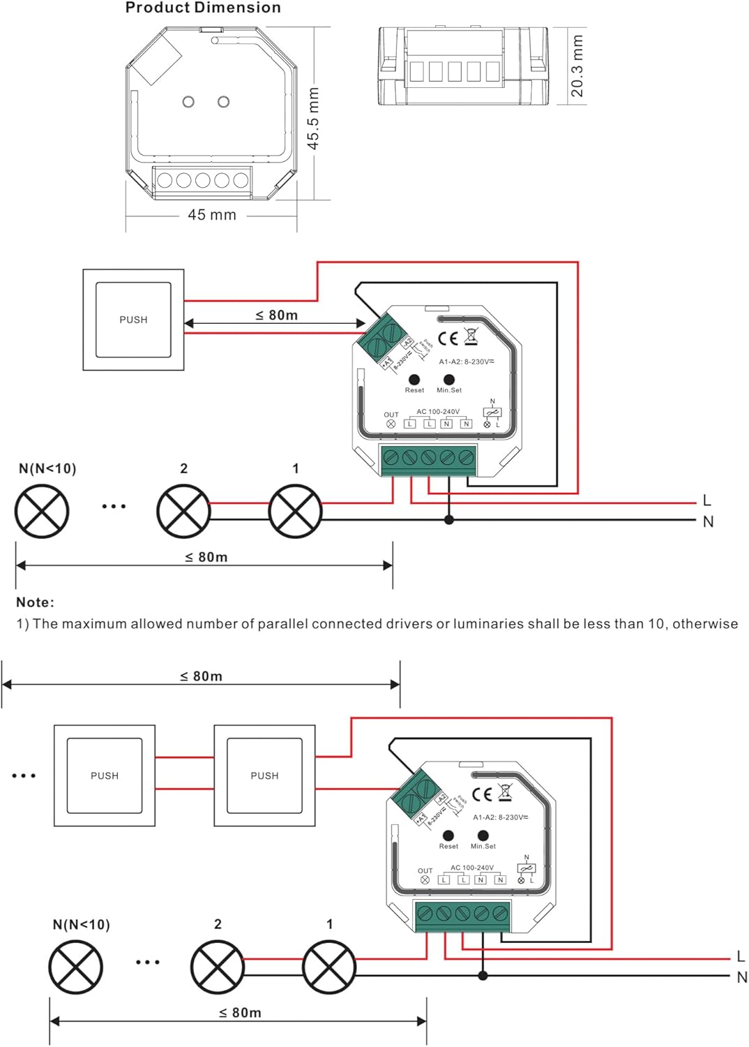 LED CONNEX Zigbee Phasendimmer/Phasenabschnitt Dimmer LED: 230W bis 400W