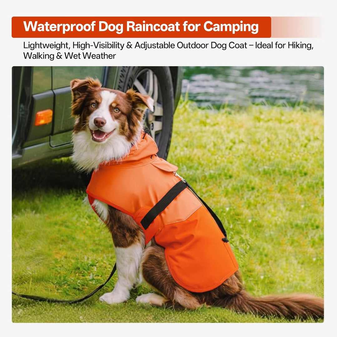Hunde-Regenmantel für grosse Hunde mit Kapuze, wasserdicht, reflektierend, mit verstellbarem Kordelz