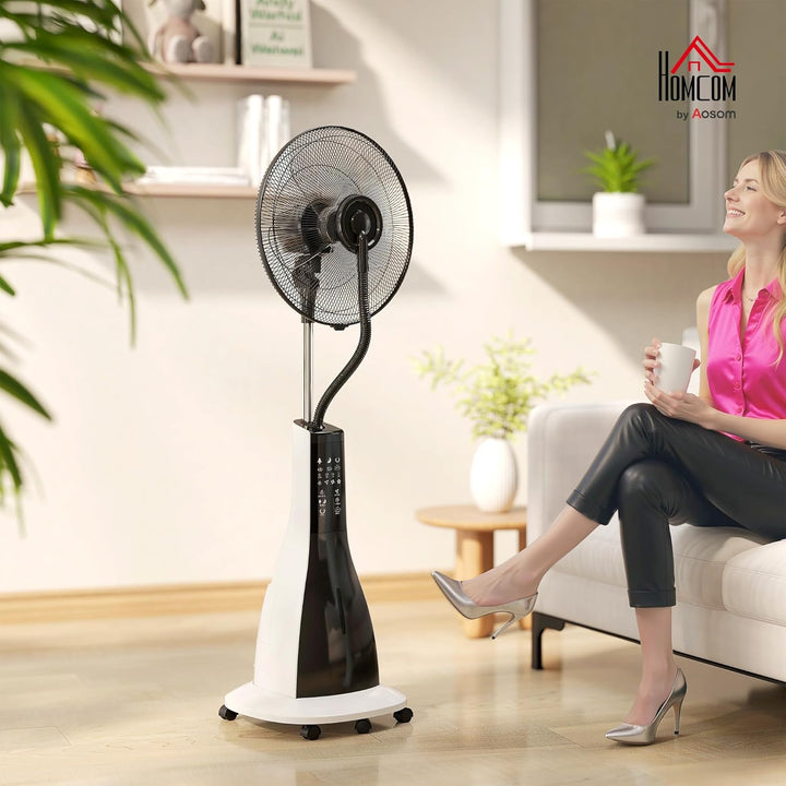HOMCOM Ventilator mit Wasserkühlung, Standventilator mit Sprühnebel, Fernbedienung, Timerfunktion, o