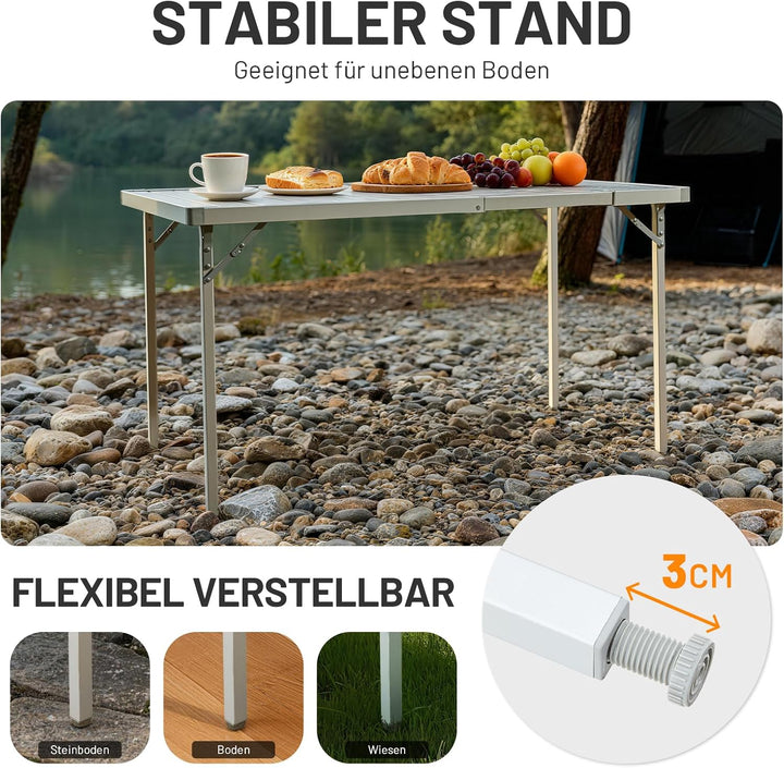 TIMBER RIDGE Campingtisch Klappbar 94/129x70cm Erweiterbar Ausziehtisch Klapptisch für 4 Personen Fa