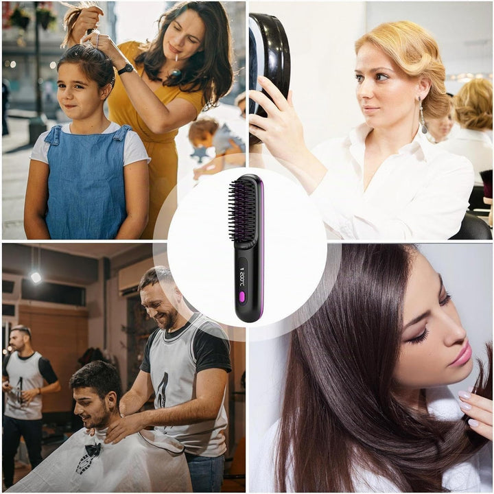 Kabellose Glätteisenbürste, BellaBrush Pro H-air S-traightener Bürste, 2 in 1 Negative Ionen Hai-r G