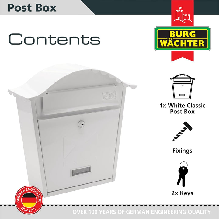 Sterling MB01 Briefkasten, klassisch, Weiss, Weiss