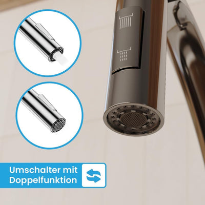 Bächlein Küchenarmatur Assaranco – 360 Grad schwenkbar (Chrom) – Einhand-Spültischbatterie mit flexi