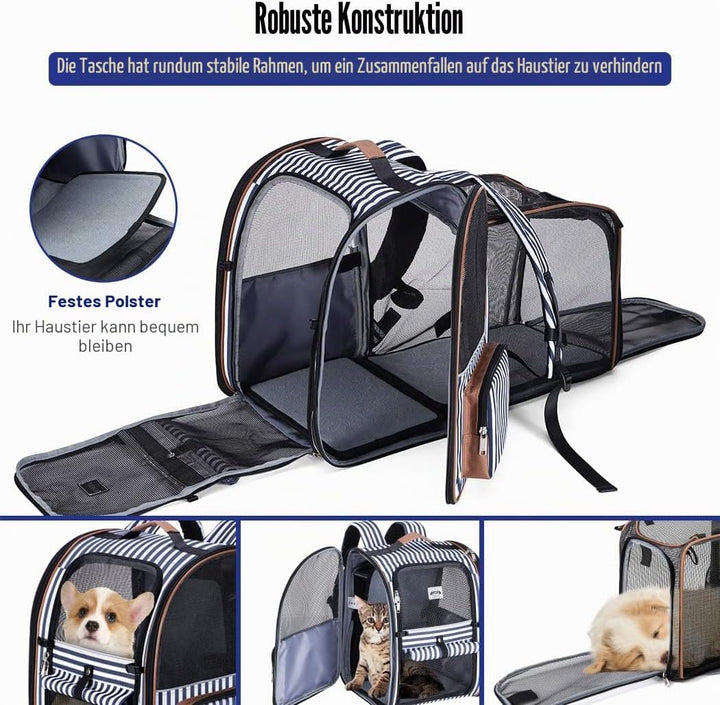 Lekespring Erweiterbar Katzenrucksack Hunderucksack für Katzen Hunde bis 8kg, Gross Katzen Rucksack