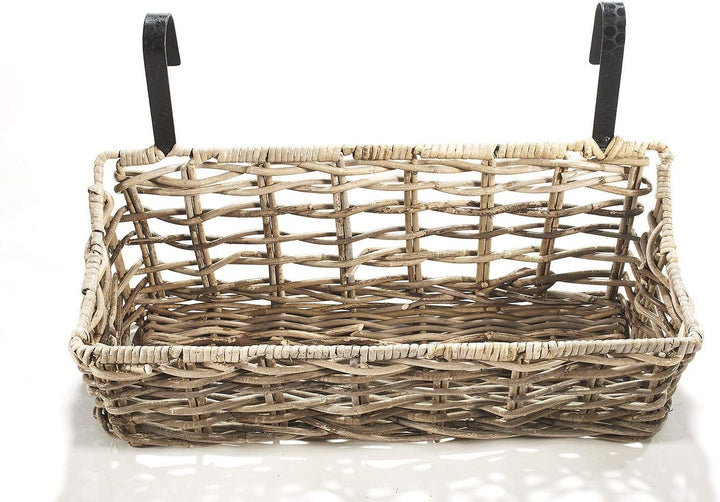 Kobolo Balkonkasten stabil und robust - Rattan - licht geflochten - 50x18x20 cm