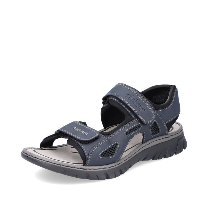 Rieker Herren Klassische Sandalen 22761, Männer Sandalen 44 EU Blau Navy Schwarz Schwarz 14, 44 EU B