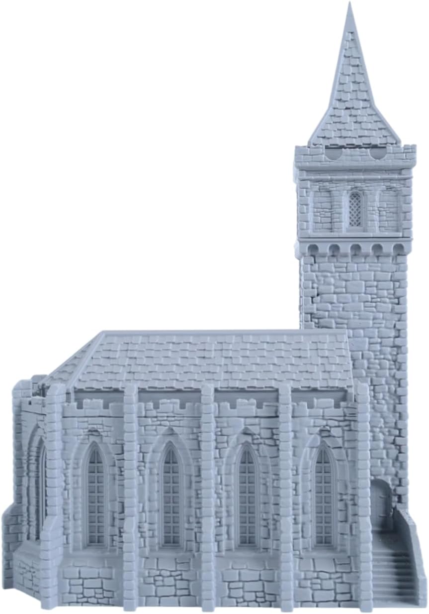 Gotische Dorfkirche Bausatz – 28mm Gelände Miniatur Gebäude aus PLA, 3D-Druck Kirche &amp; Kapelle Scatt