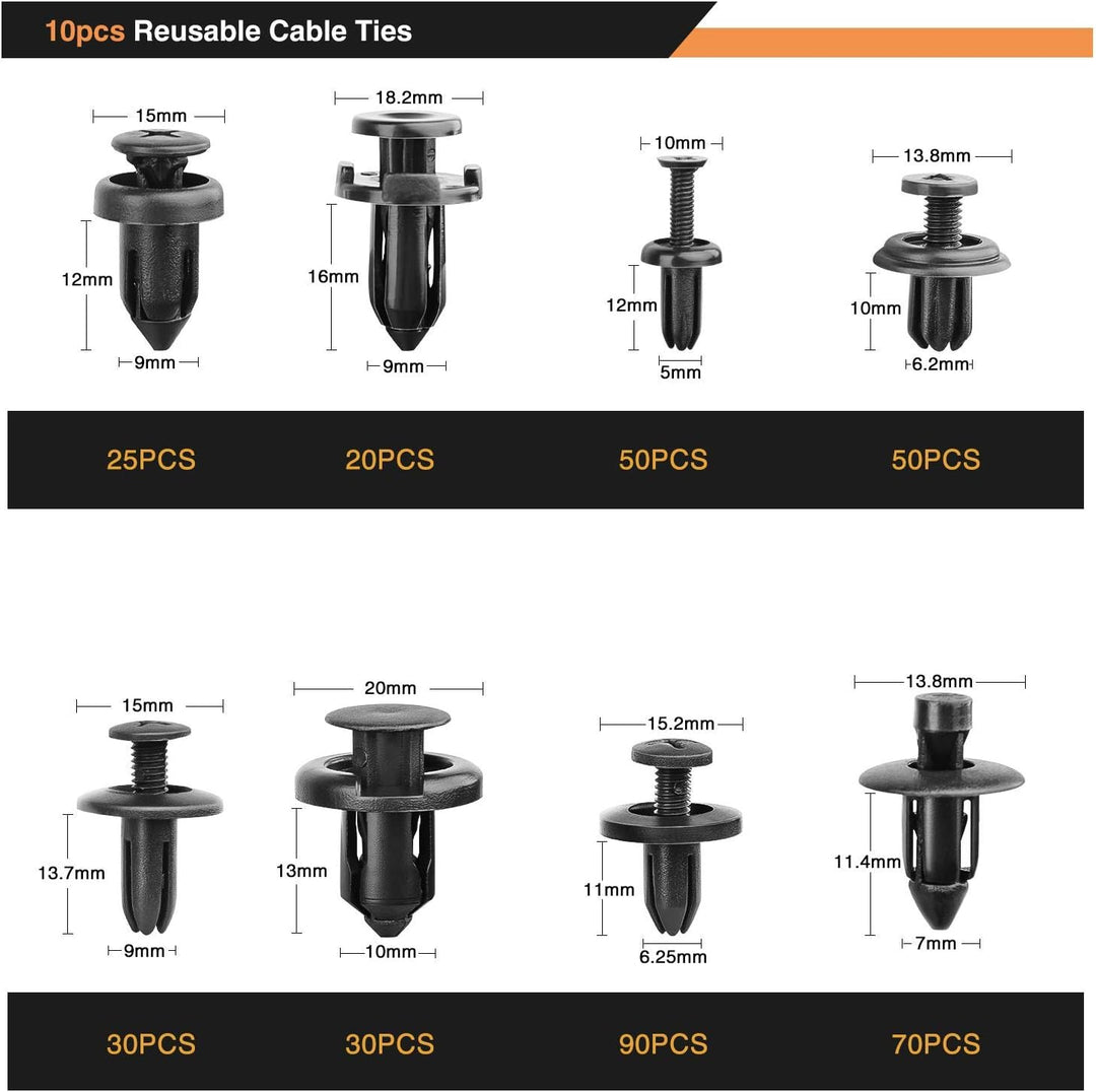GOOACC 635Pcs Car Push Retainer Clips & Auto Fasteners Assortment -16 Most Popular Sizes Nylon Bumpe