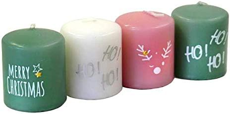Kleine Weihnachtskerzen im Set – 12 Stück - Kerzenset mit Aufschrift & Motiven - Dekoration Weihnach