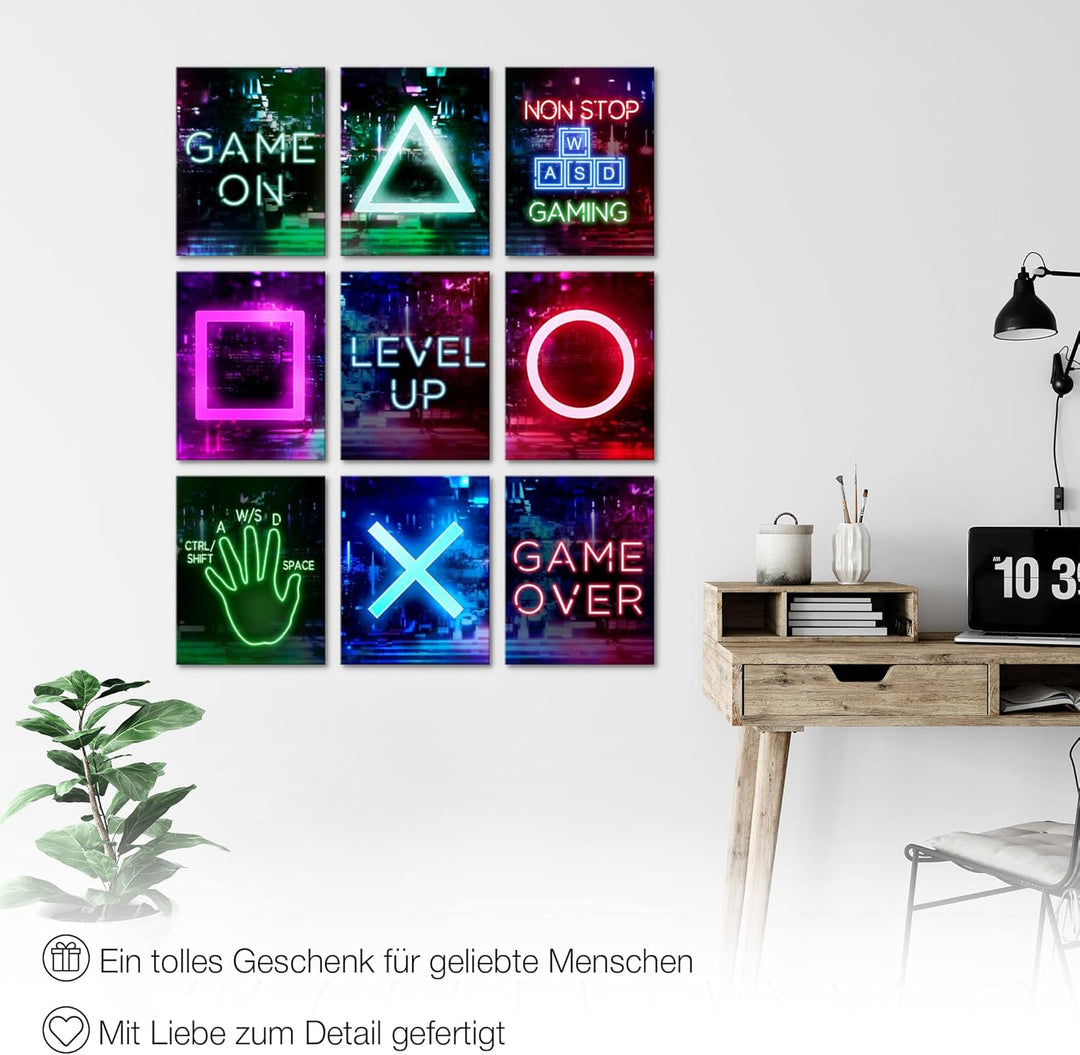 Novart Wandbilder Spielkonsole - KOMPLETT AUFHÄNGFERTIG - Gamer Kinderzimmer Junge Teenager- 9 Moder