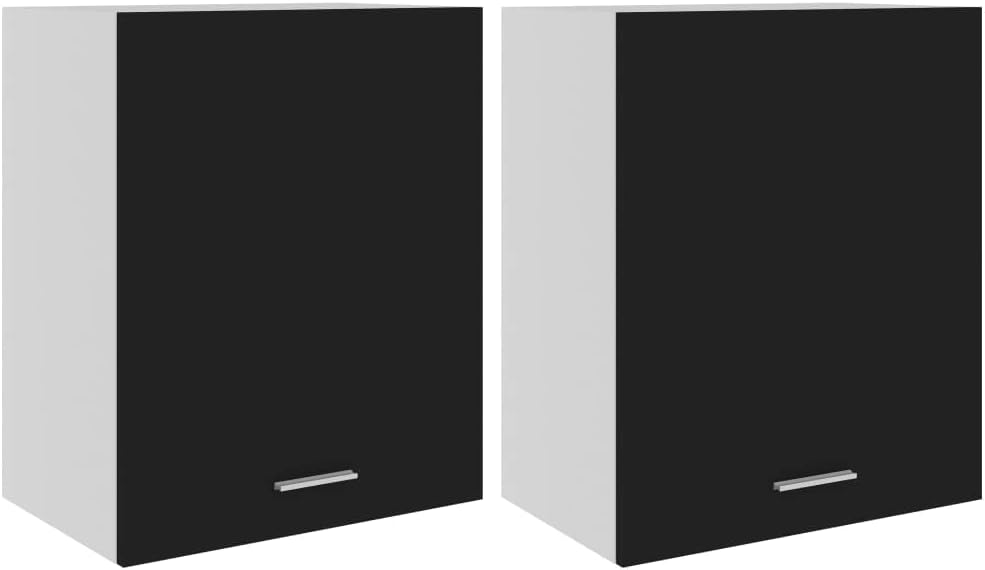 homiuse Hängeschränke 2 STK. Schwarz 50x31x60 cm Holz KüChenschrank HäNgeschrank KüChe Vorratsschran