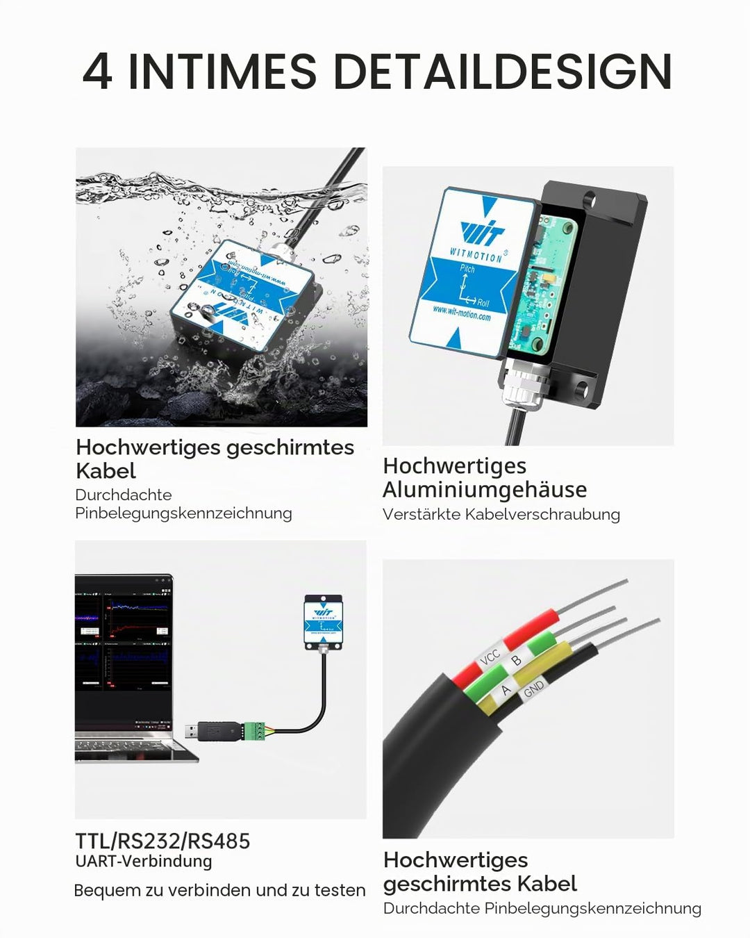 [Beschleunigungsmesser + Neigungsmesser in Militärqualität] HWT901B-RS485 MPU9250 9-Achsen-Gyroskop