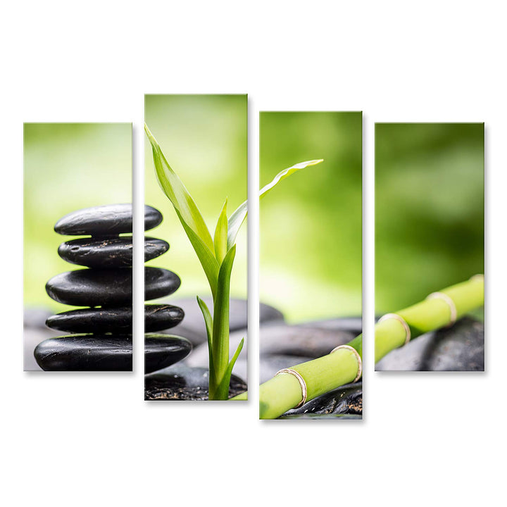 islandburner Bild auf Leinwand Zen Basaltsteine Und Bambus Bilder Wandbilder Poster Leinwand 130x80c
