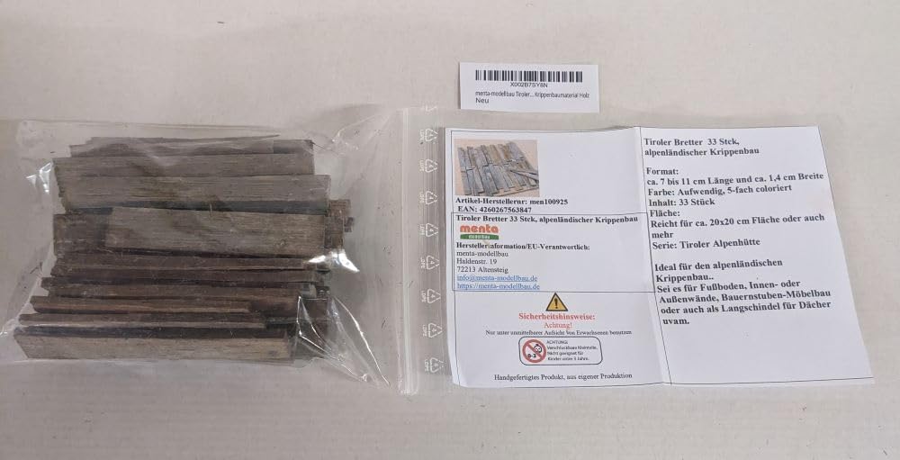 menta-modellbau Tiroler Bretter 33 Stck, 7-11 cm für den alpenländischen, heimatlichen Krippenbau Kr