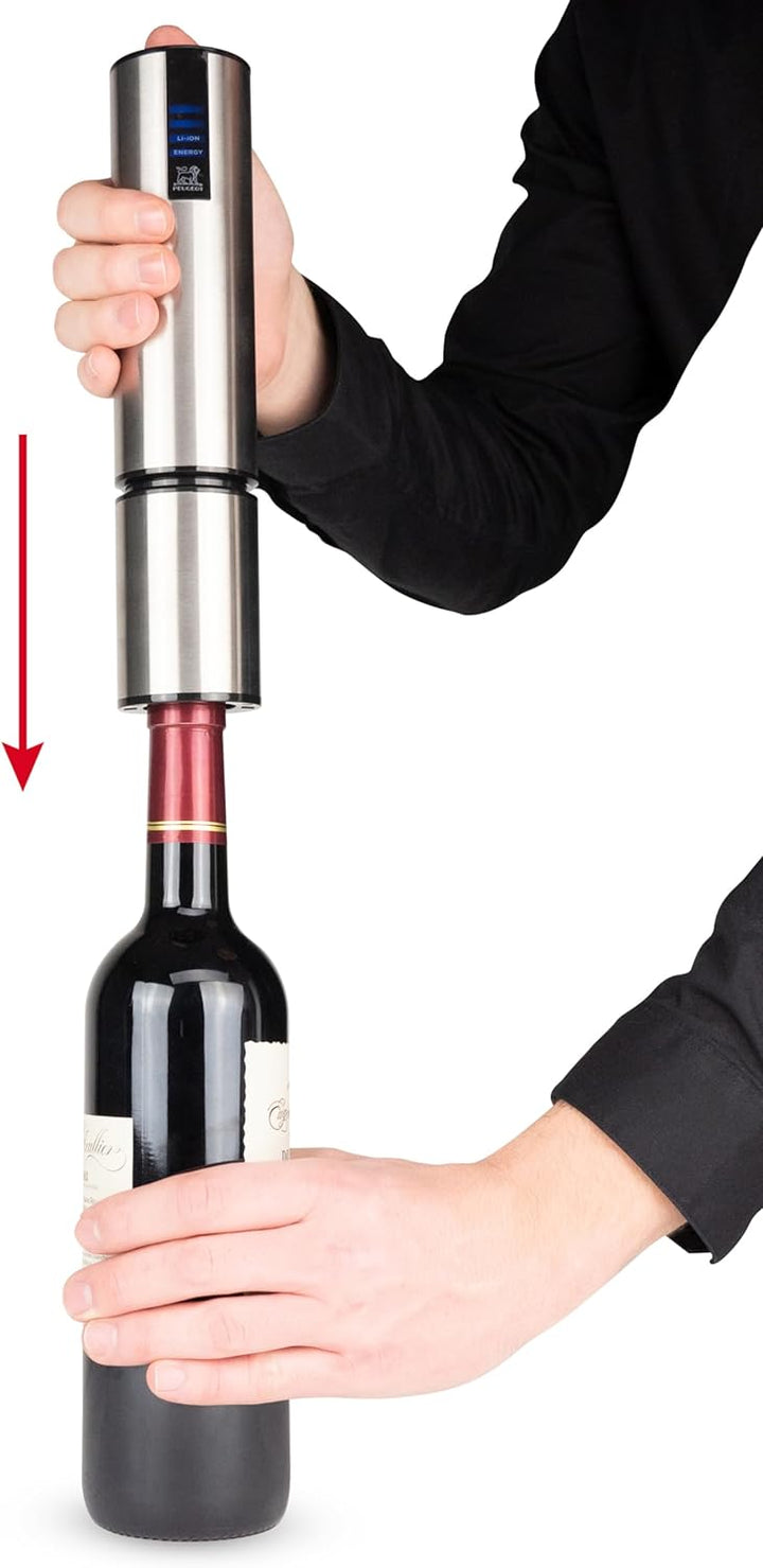 PEUGEOT - Elis Touch - Elektrischer, wiederaufladbarer Korkenzieher aus Edelstahl und ABS + Ladestat