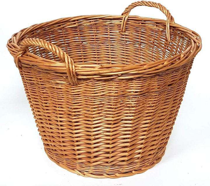 Tigana - Kaminkorb Holzkorb Kaminholzkorb aus geschälten Weide Hell mit Jute Ø 40 cm (Art. 90470-40)