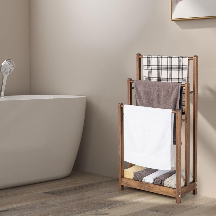 LIFEZEAL Handtuchständer Stehend, Duschtuchhalter Handtuchhalter Holz, Badetuchhalter Freistehend mi