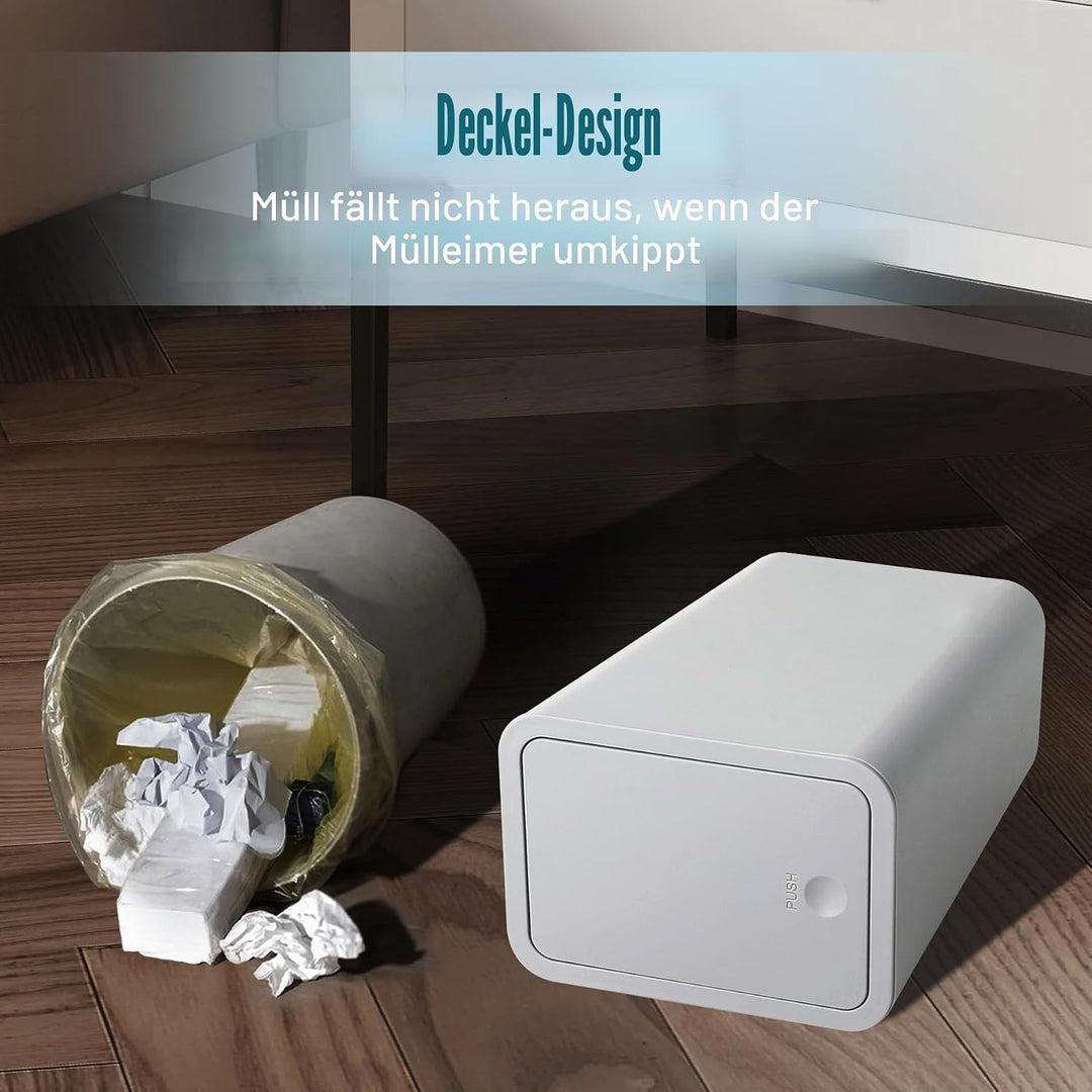 TIPGO Badezimmer-Mülleimer mit Deckel, 10 Liter, schlanker Mülleimer, kleiner Mülleimer, Abfallkorb
