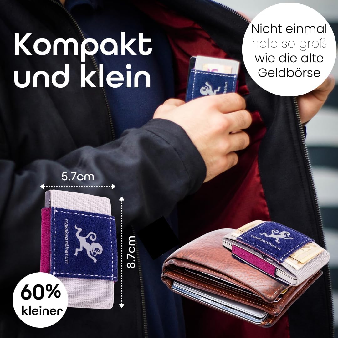MakakaOnTheRun Slim Wallet Kartenetui mit Münzfach, Kartenhalter, Kreditkartenetui, Slim Wallet, Gel
