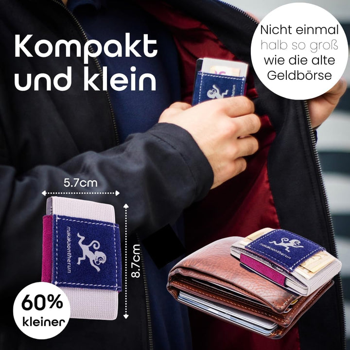 MakakaOnTheRun Slim Wallet Kartenetui mit Münzfach, Kartenhalter, Kreditkartenetui, Slim Wallet, Gel