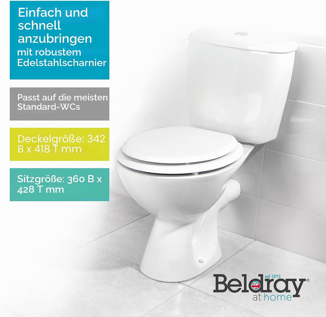 Beldray LA032355 18-Zoll-Toilettensitz MDF, Scharniere aus Zinklegierung, schnell und Einfache Passf