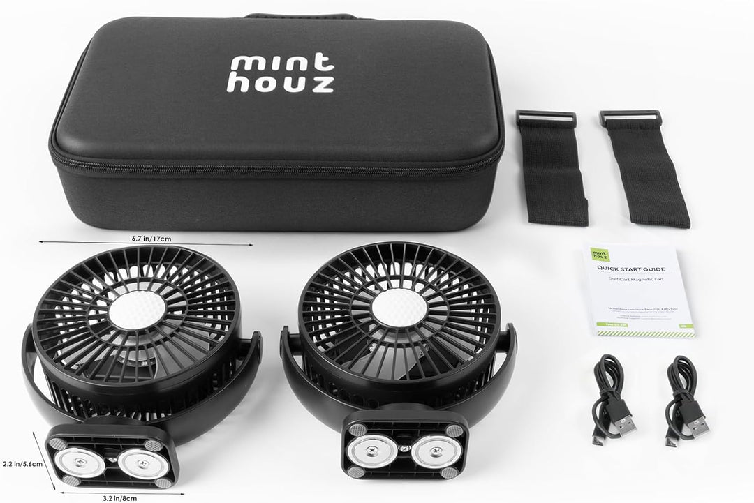 Minthouz 12000mAh Tragbarer Ventilator 5.5 Zoll, USB Ventilator, 3 Windstufen, 360° Drehbar, Max 30h