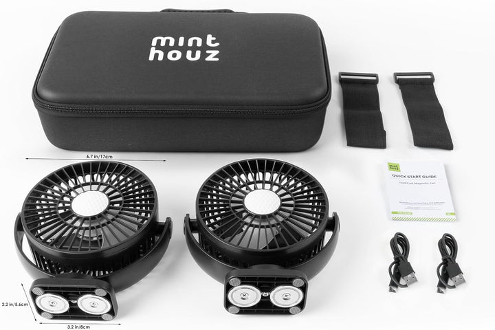 Minthouz 12000mAh Tragbarer Ventilator 5.5 Zoll, USB Ventilator, 3 Windstufen, 360° Drehbar, Max 30h