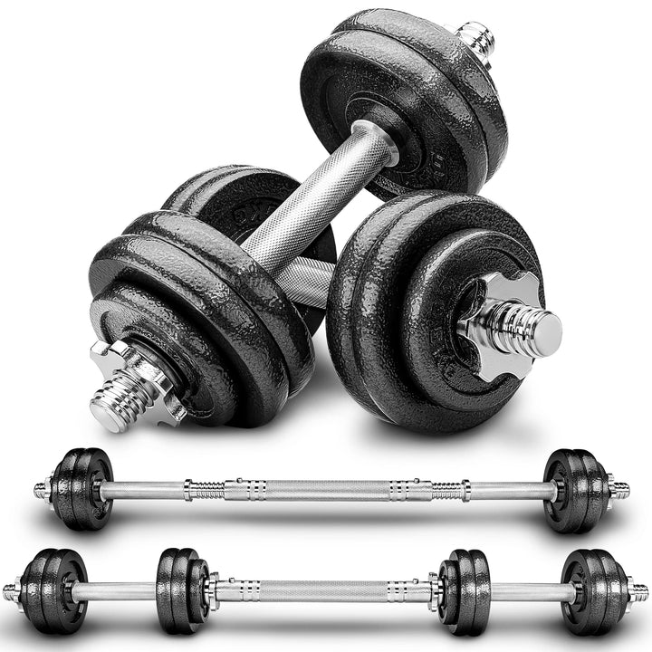 RE:SPORT 2 in 1 Hanteln Set 15-60kg | Hantelset Gusseisen verstellbar | Kurzhantel &amp; Langhantel | St