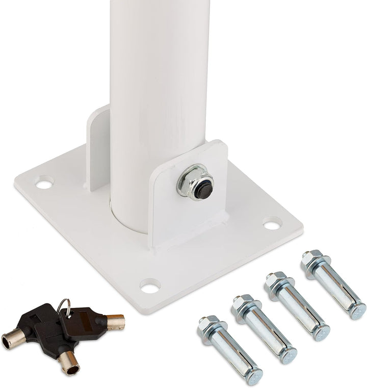 Relaxdays Absperrpfosten, klappbar, Stahl, Parkplatz Absperrung, H: 65 cm, abschliessbar, runder Par