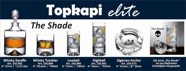 Topkapi Elite The Shade - Longdrink Highball Tumbler Gläser aus bleifreiem Kristallglas, Handgeferti