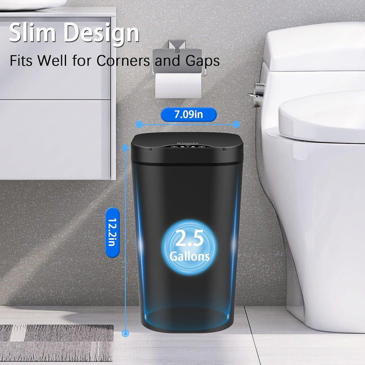 2er Set Mülleimer Bad mit Sensor, 10L Automatischer Mülleimer mit Deckel, Elektrischer Mülleimer für