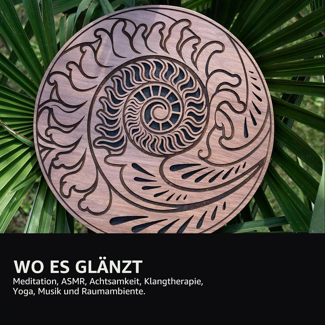 Sonic Energy 10 Zoll Rain Disk – Ozeanklang – Walnussholz mit Gravur – Für Therapie, Klangreise, Ent