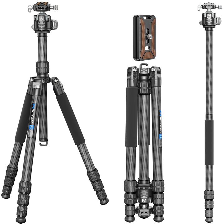 WEYLLAN Stativ-Carbon-Fiber 168cm, Pro-Heavy-Duty-Stativ Aus Carbon-Fiber Mit 29mm Rohr, 44mm Kugelk