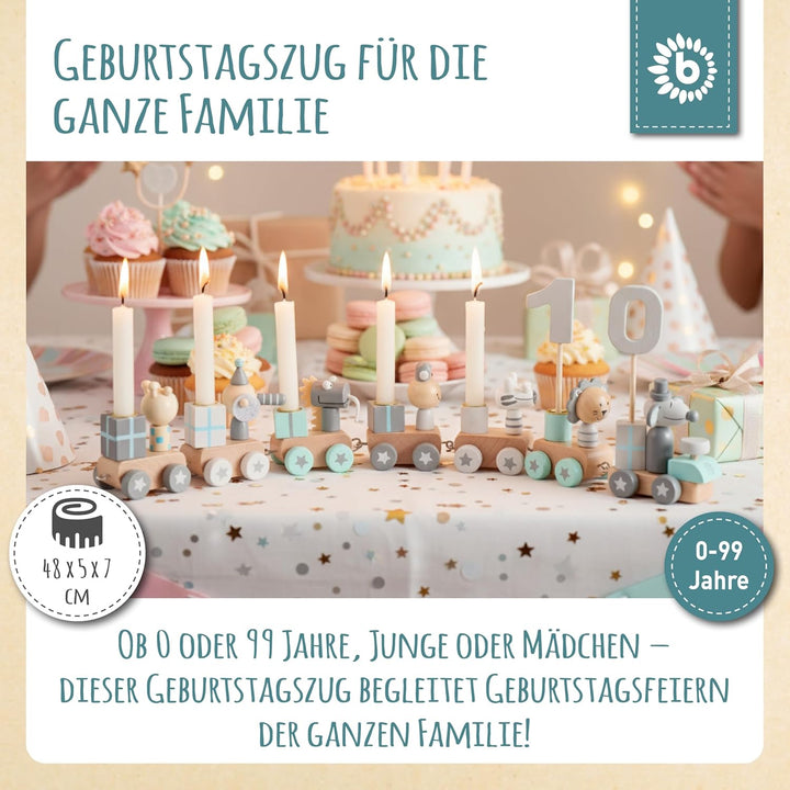 Bieco Geburtstagszug Holz - Scandi Look 0-99 Jahre - Mädchen 1 Geburtstag Junge Geburtstagsring Gebu