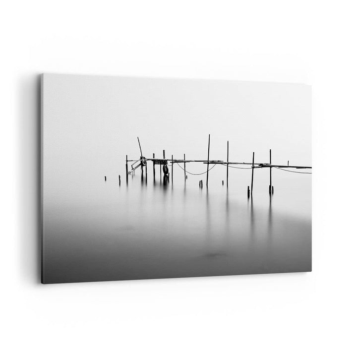 Bilder auf Leinwand 100x70cm Leinwandbild mit Rahmen Meer Brücke Wasser Gross Wanddeko Bild Schlafzi