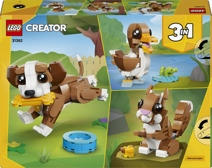 LEGO Creator 3-in-1-Set Niedliche Tiere: Verspielter Welpe - Hunde Spielzeug Hund Bauset - Konstrukt
