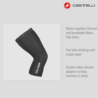 CASTELLI Herren Nano Flex 3g Kneewarmer Leg warmers (1er Pack) L Schwarz, L Schwarz