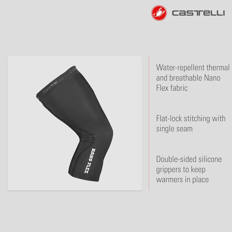 CASTELLI Herren Nano Flex 3g Kneewarmer Leg warmers (1er Pack) L Schwarz, L Schwarz