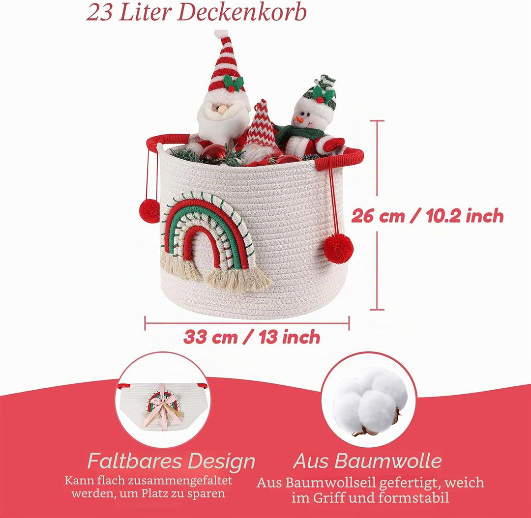 Weihnachtskorb Leer Weihnachtskörbe für Weihnachtsbaum, Aufbewahrung von Weihnachtsschmuck, Weihnach