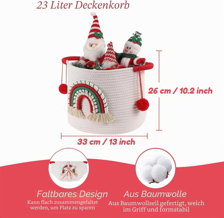 Weihnachtskorb Leer Weihnachtskörbe für Weihnachtsbaum, Aufbewahrung von Weihnachtsschmuck, Weihnach