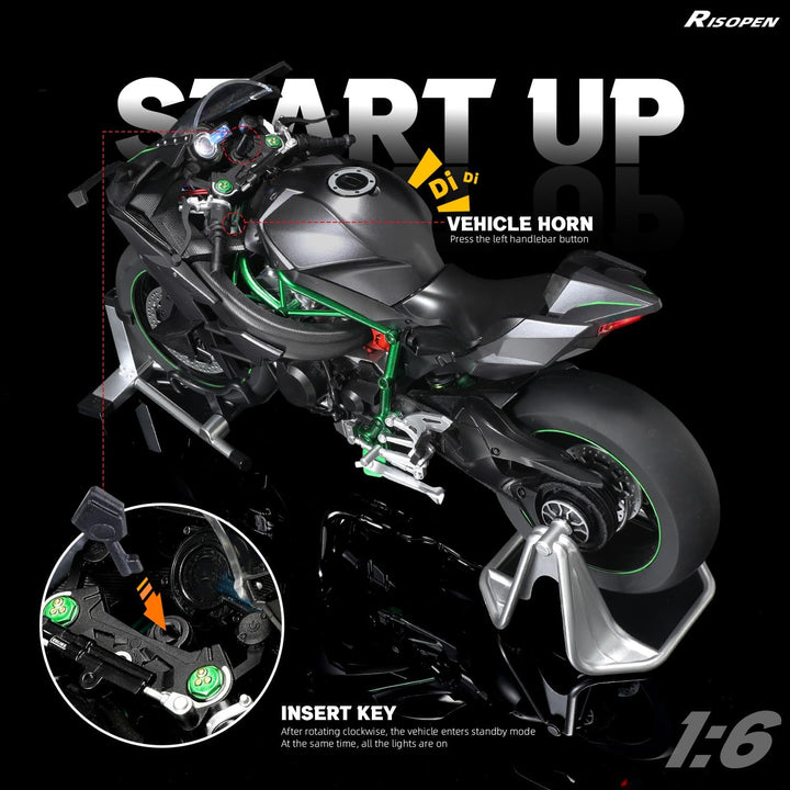 1:12 Motorrad-Modell aus Metalldruckguss und Kunststoff Mj050-h2r, Mj050-h2r