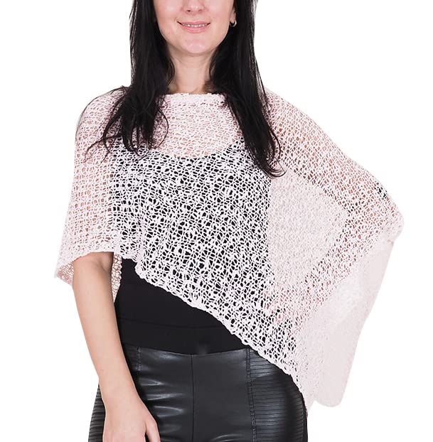 Mimosa Damen Schlichtes Stretch-Fischnetz häkeln Fledermaus kleiner Poncho Einheitsgrösse Grosse Grö