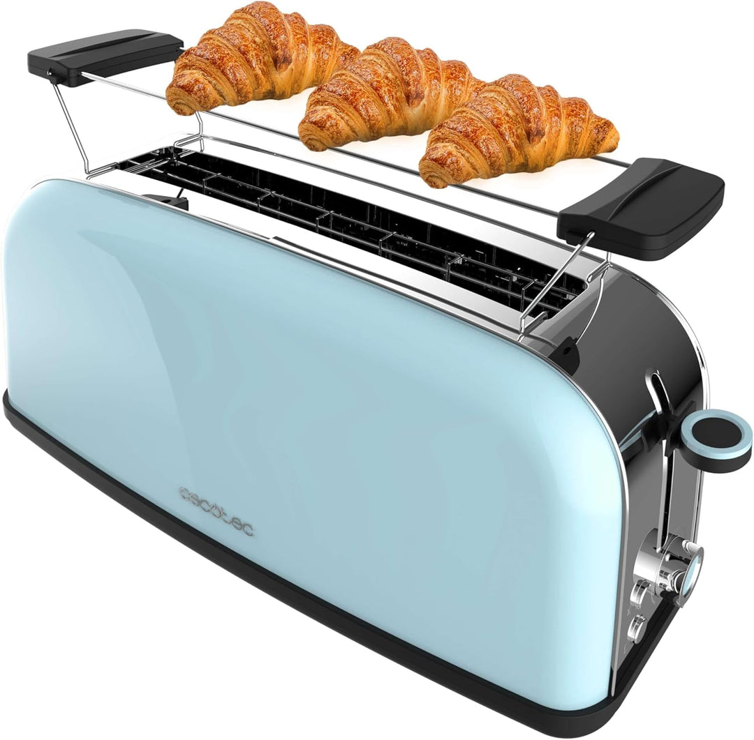 Cecotec Toastin' time 850 Blue Long Vertikaler Toaster, 1 Schlitz, 850 W, 2 Brotscheiben, breiter Sc