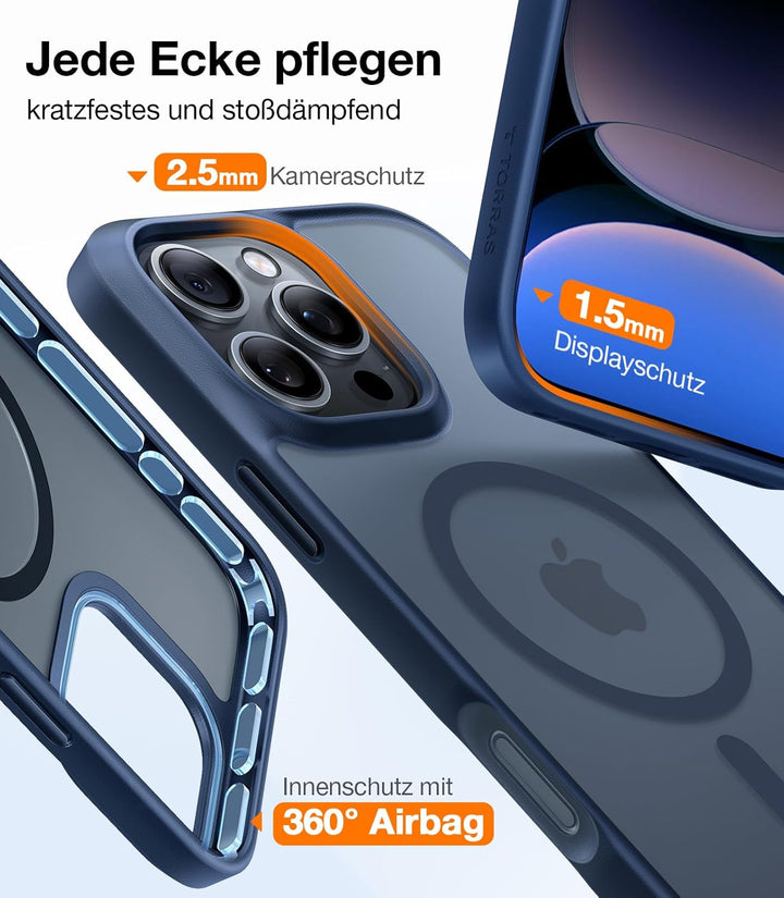 TORRAS 2026 Neu Guardian-Mag für iPhone 16 Pro Hülle für MagSafe Zertifizierte Militärschutz & Magne