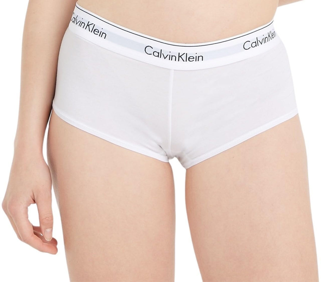 Calvin Klein Damen Hipster Boyshort Baumwolle mit Stretch XS Weiss (White), XS Weiß (White)