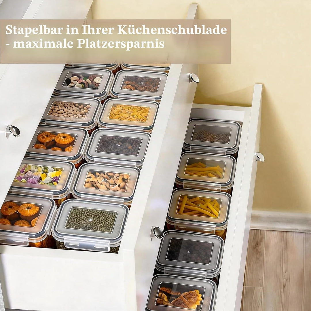 GoMaihe Vorratsdosen 16 Set, Aufbewahrungsbox Küche Organizer, Luftdicht Vorratsbehälter Plastik mit